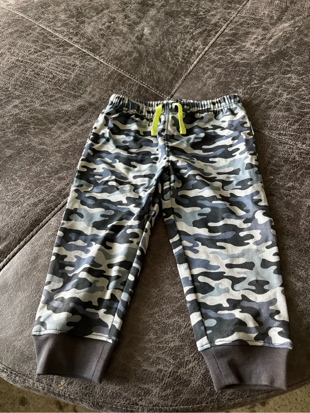Carter's Gray & Black Camo Jogger Pants with Neon Yellow Drawstring